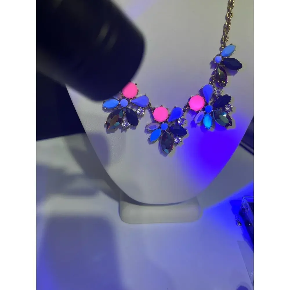 J. Crew Asymmetrical Vibrant Multicolor AB Glowing Rhinestone statement Necklace